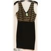 Image 1 : LADIES BLK/GOLD SEQUENCED VNECK DRESS - SZ MED