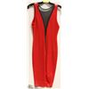 Image 1 : LADIES RED WITH BLACK VNECK DRESS - SIZE SMALL