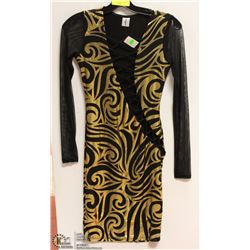 LADIES DRESS WITH SHEER LONG SLEEVES - SIZE SMALL