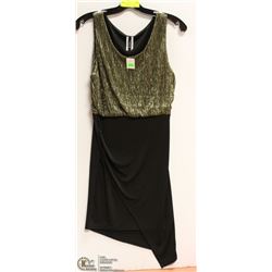 LADIES BLK/GOLD SHIMMER SLEEVELESS DRESS - SZ MED