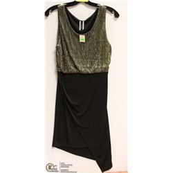 LADIES BLK/GOLD SHIMMER SLEEVELESS DRESS - SZ MED