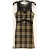 Image 1 : LADIES BLACK W/GOLD TARTAN  DRESS - SIZE MEDIUM