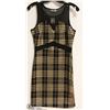 Image 1 : LADIES BLACK W/GOLD TARTAN  DRESS - SIZE LARGE