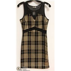 LADIES BLACK W/GOLD TARTAN  DRESS - SIZE SMALL