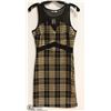 Image 1 : LADIES BLACK W/GOLD TARTAN  DRESS - SIZE SMALL
