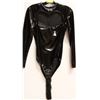 Image 1 : BLACK LATEX BODY SUIT WITH TAIL - SIZE SM/MED