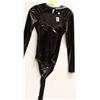 Image 1 : BLACK LATEX BODY SUIT WITH TAIL - SIZE SM/MED