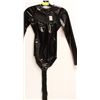 Image 1 : BLACK LATEX BODY SUIT WITH TAIL - SIZE XS/SM