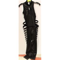BLACK LATEX OPEN SIDED BODYSUIT - SIZE XS/SM