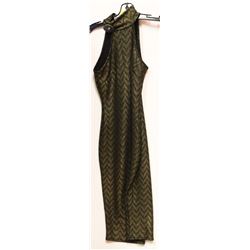 BLACK & GOLD TEARDROP NECK DRESS - SIZE MEDIUM