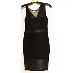 SHEER BLACK SPARKLE SLEEVELESS DRESS - SZ MED
