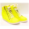 Image 1 : NEON YELLOW ZIPPERED HIGHTOP SNEAKERS SIZE 9