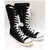 Image 1 : BLACK CANVAS MID CALF HIGH TOP - SIZE 8.5