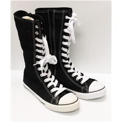 BLACK CANVAS MID CALF HIGH TOP - SIZE 7.5