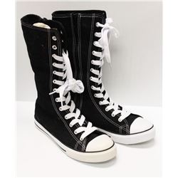 BLACK CANVAS MID CALF HIGH TOP - SIZE 6