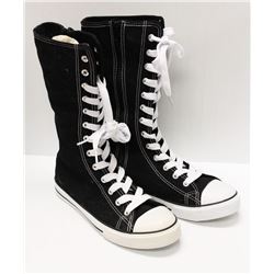 BLACK CANVAS MID CALF HIGH TOP - SIZE 9