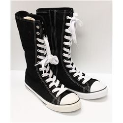 BLACK CANVAS MID CALF HIGH TOP - SIZE 8