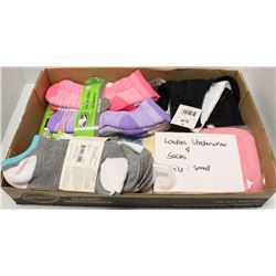 FLAT OF WOMENS UNDERWEAR & SOCKS - SIZE SMALL