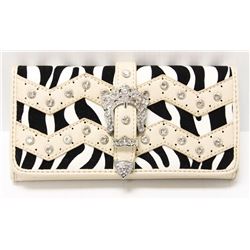 LADIES WALLET - ZEBRA AND RHINESTONES