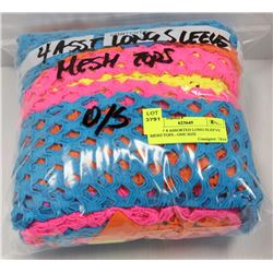 LOT OF 4 ASSORTED LONG SLEEVE MESH TOPS - ONE SIZE