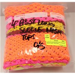 LOT OF 4 ASSORTED LONG SLEEVE MESH TOPS - ONE SIZE