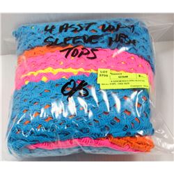 LOT OF 4 ASSORTED LONG SLEEVE MESH TOPS - ONE SIZE