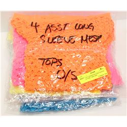 LOT OF 4 ASSORTED LONG SLEEVE MESH TOPS - ONE SIZE