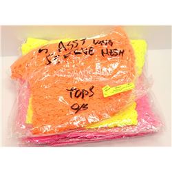 LOT OF 5 ASSORTED LONG SLEEVE MESH TOPS - ONE SIZE