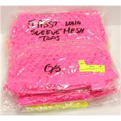 LOT OF 5 ASSORTED LONG SLEEVE MESH TOPS - ONE SIZE