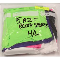 LOT OF 5 BOOTY SHORTS - SIZE MED/LRG