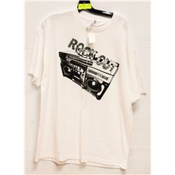 WHITE "ROCK ON" MENS TSHIRT - SIZE XL