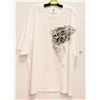 Image 1 : WHITE MENS "FLAMING SKULL" TSHIRT - SIZE LARGE