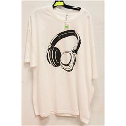WHITE MENS "HEADPHONES" TSHIRT - SIZE 2XL