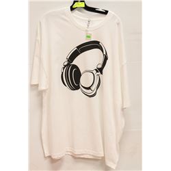 WHITE MENS "HEADPHONES" TSHIRT - SIZE XL