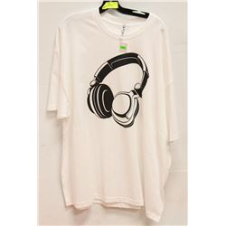 WHITE MENS "HEADPHONES" TSHIRT - SIZE XL