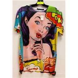 COMIC BOOK GIRL "POW" MENS TSHIRT - SIZE MEDIUM