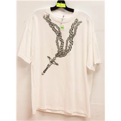 WHITE CHAIN W/CROSS DESIGN MENS TSHIRT - SIZE XL