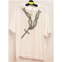 WHITE CHAIN W/CROSS DESIGN MENS TSHIRT - SIZE XL