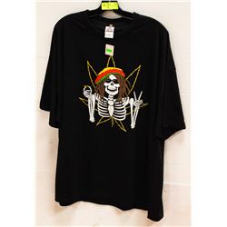 BLACK RASTA SKELETON MENS TSHIRT - SIZE 2XL