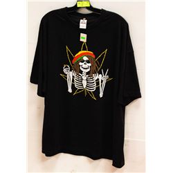 BLACK RASTA SKELETON MENS TSHIRT - SIZE 2XL