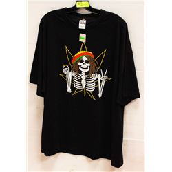 BLACK RASTA SKELETON MENS TSHIRT - SIZE XL