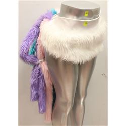 WOMENS WHITE FUZZY SKIRT WITH TAIL