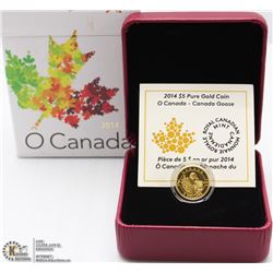 75) RCM 2014 $5 PURE GOLD COIN. O CANADIAN