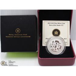 92) RCM 2013 $10 FINE SILVER COIN-YEAR OF THE SNAKE