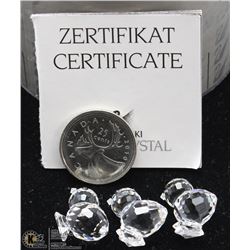 166) AUTHENTIC SWAROVSKI THREE MINI CHICKENS