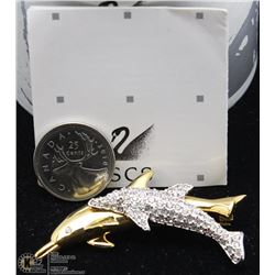 187) AUTHENTIC SWAROVSKI DOLPHINS BROOCH