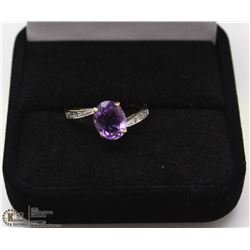 194) 10K YELLOW GOLD OVAL AMETHYST & DIAMOND