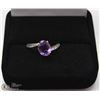 Image 1 : 194) 10K YELLOW GOLD OVAL AMETHYST & DIAMOND
