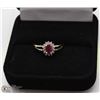 Image 1 : 197) 10KT YELLOW GOLD RUBY & DIAMOND RING SIZE 7