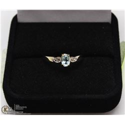 195) 10K YELLOW GOLD BLUE TOPAZ & DIAMOND RING
